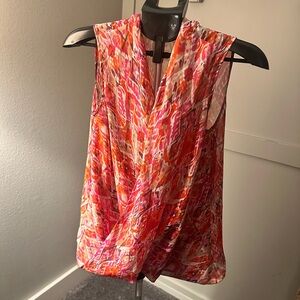 Kut from the Kloth Pink and Orange Printed Sleeveless Surplice Camisole